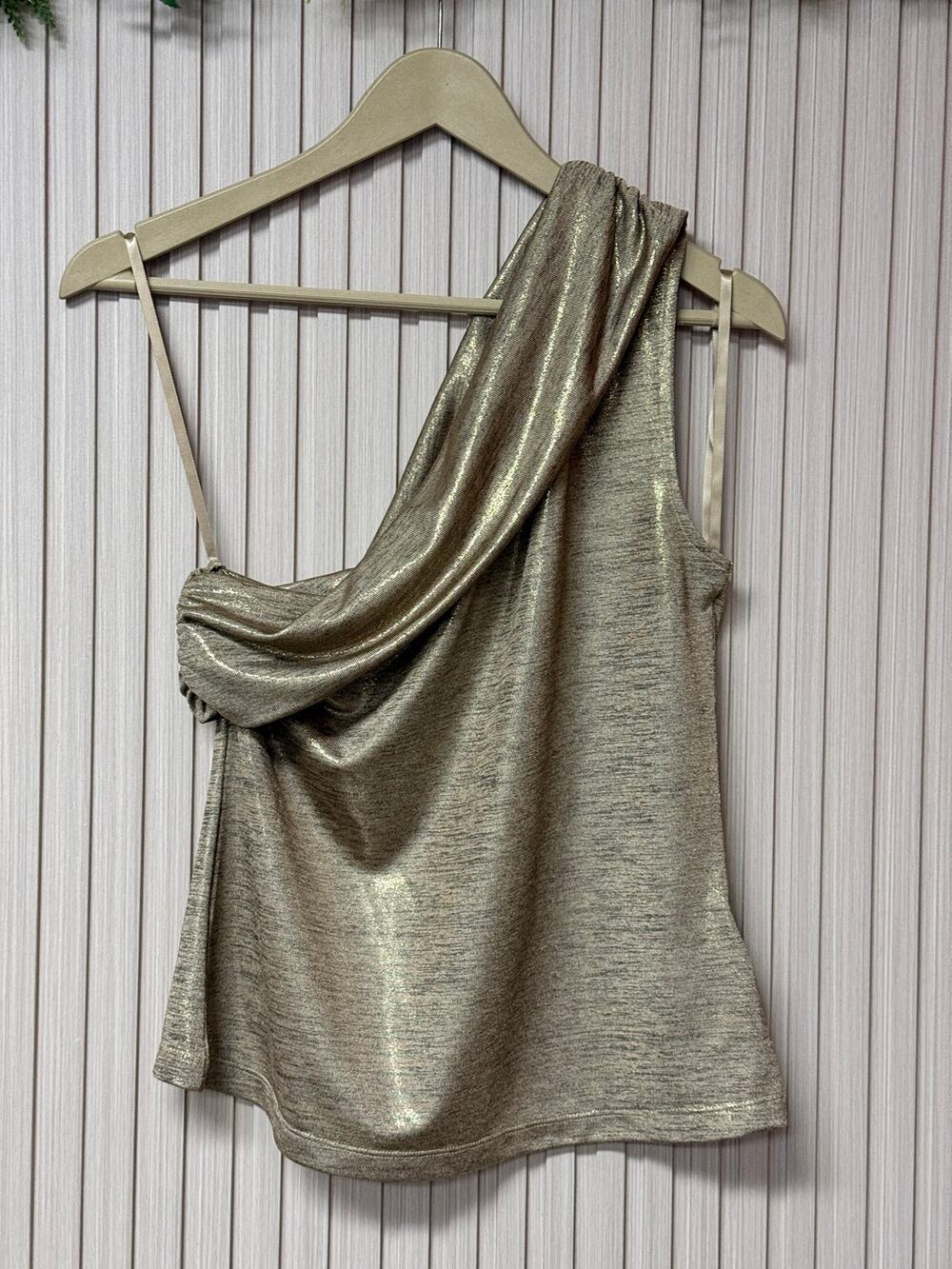 Lauren Ralph Lauren Delfino One Shoulder Top Brown Size M